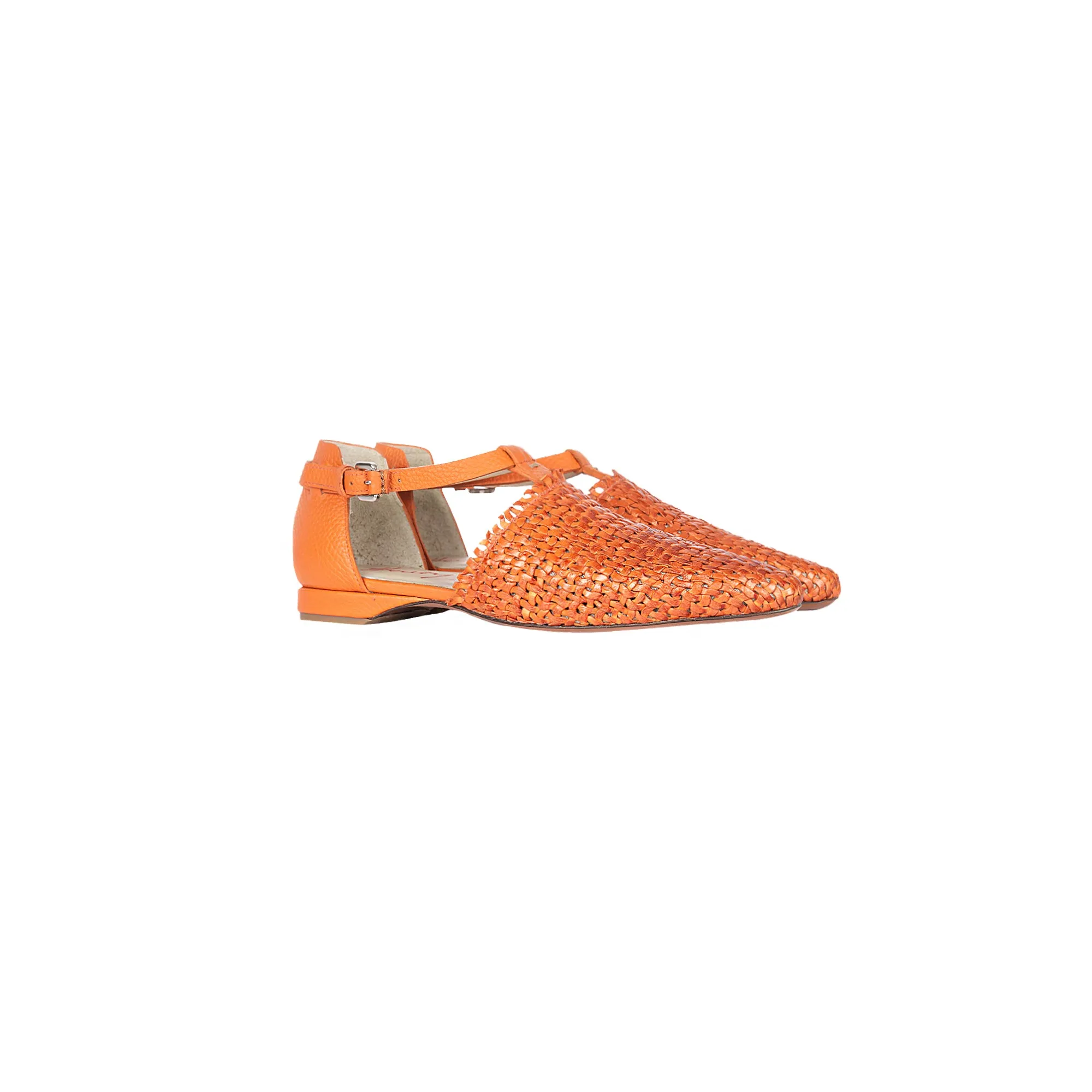 Orange Intreccio Madreperla Pointed Shoe