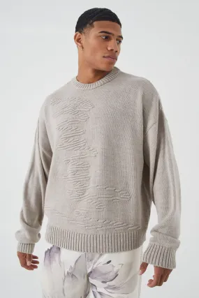 Oversized 3D Graphic Detail Knitted Sweater