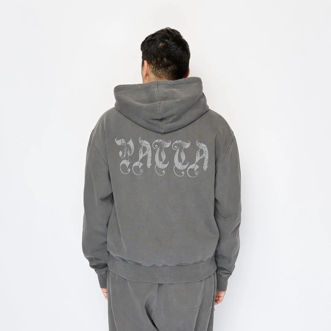 Patta - Studded Washed Zip Up Hooded Sweater (Volcanic Glass)