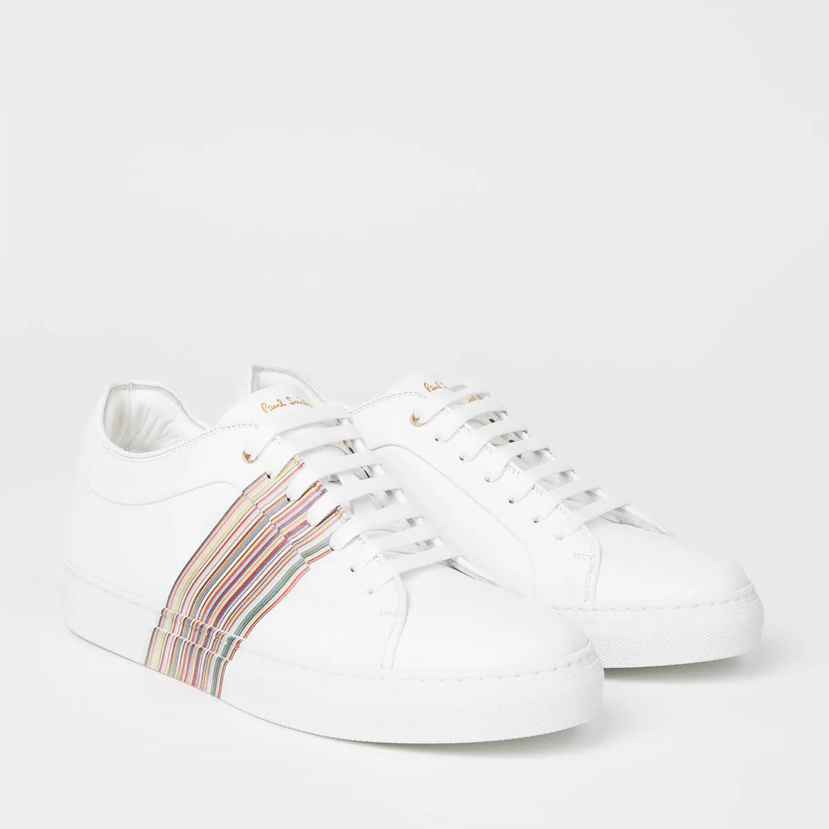 Paul Smith white trainers with Basso Signature Stripe Panel