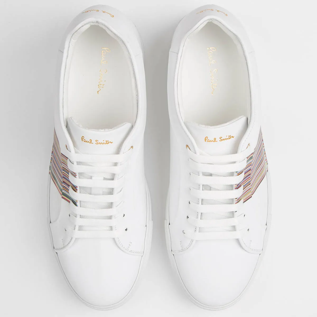 Paul Smith white trainers with Basso Signature Stripe Panel