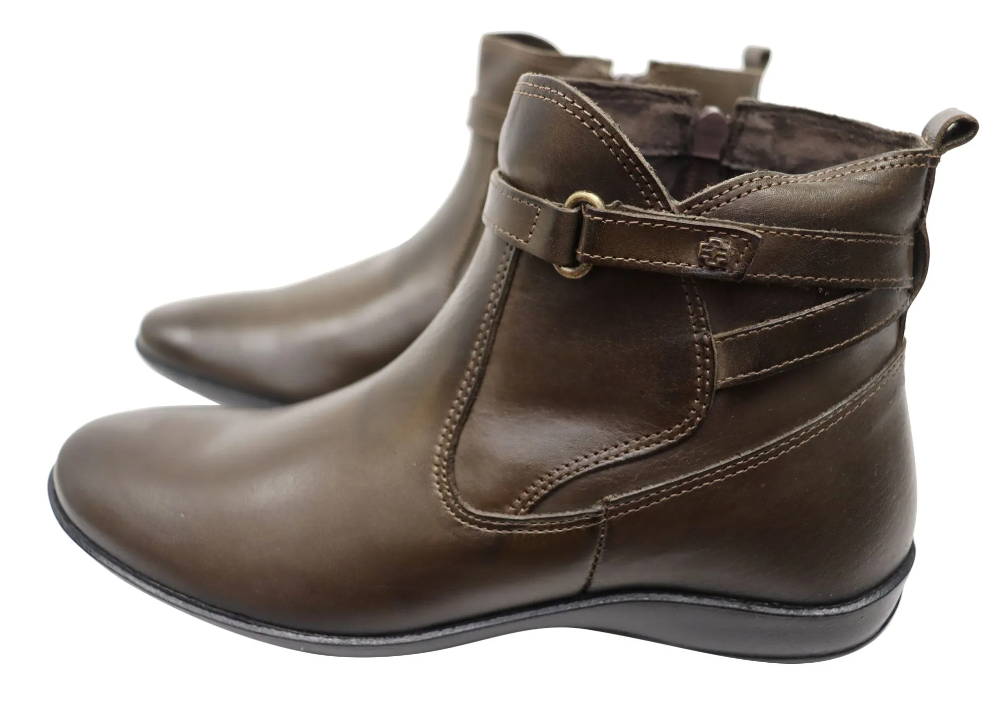 Perlatto Lane Womens Comfortable Leather Ankle Boots Made In Brazil