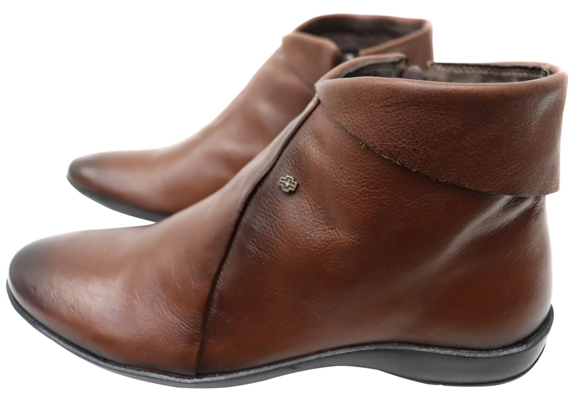 Perlatto Lotty Womens Comfortable Leather Ankle Boots Made In Brazil