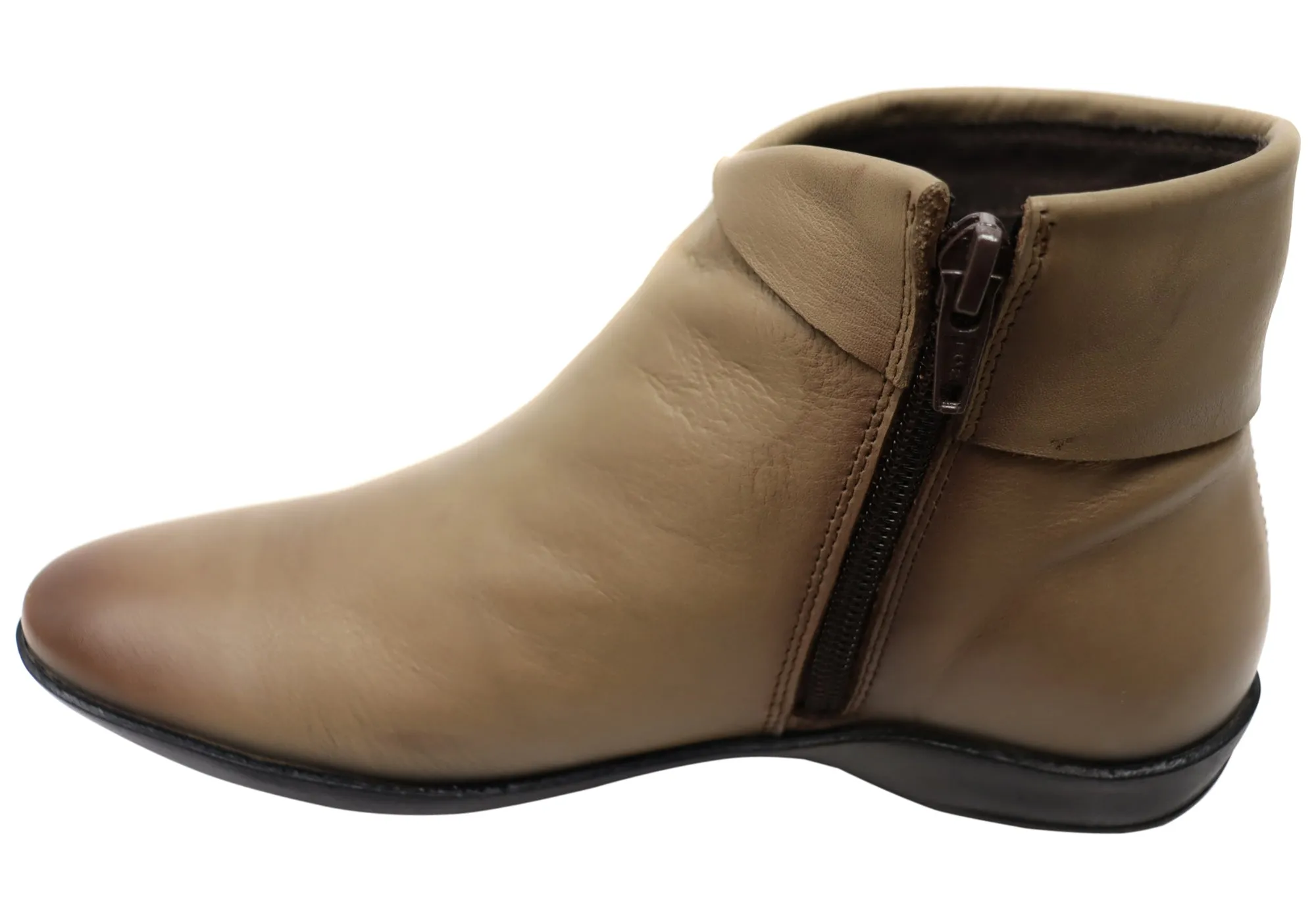 Perlatto Lotty Womens Comfortable Leather Ankle Boots Made In Brazil