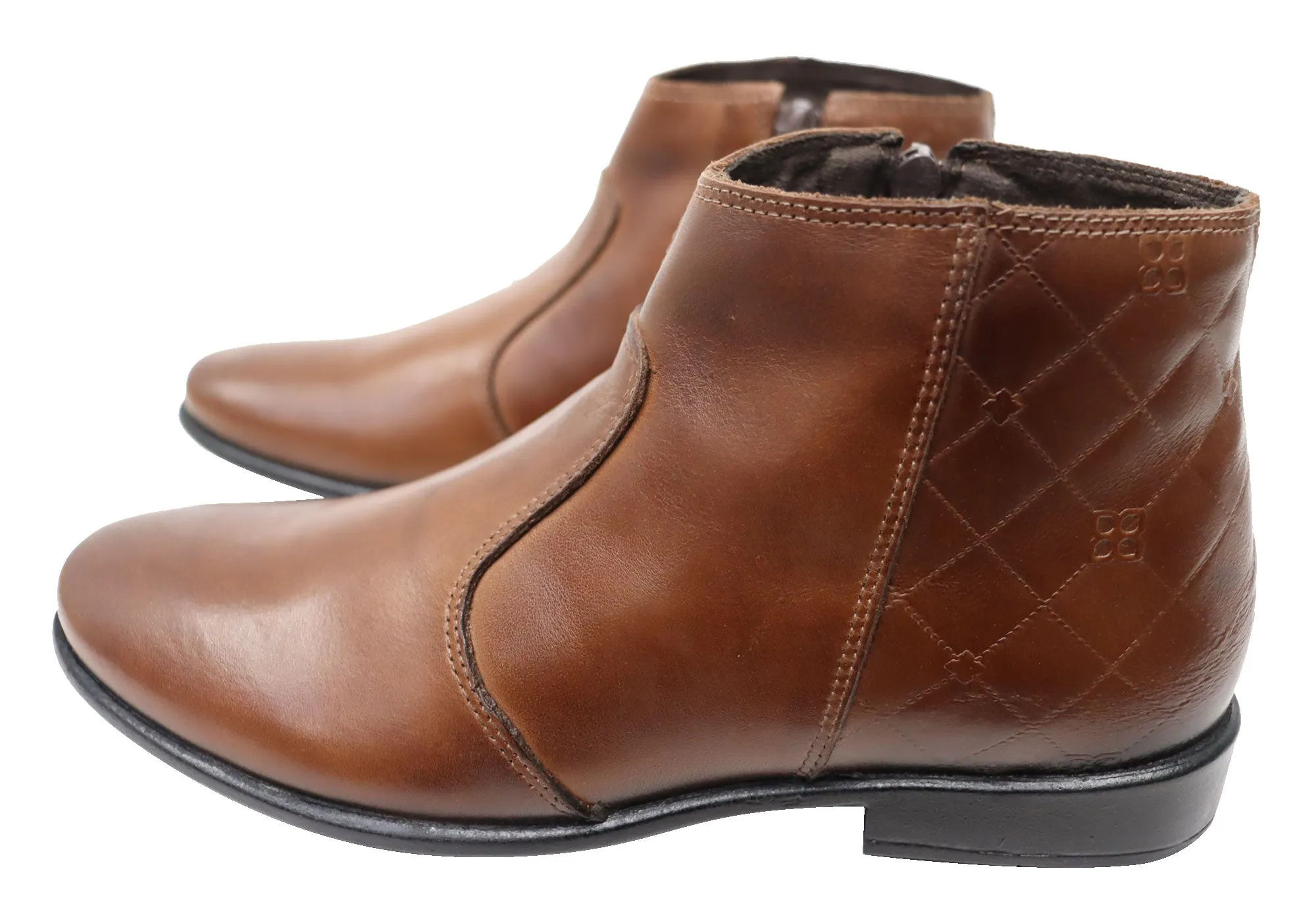 Perlatto Morgan Womens Comfortable Leather Ankle Boots Made In Brazil