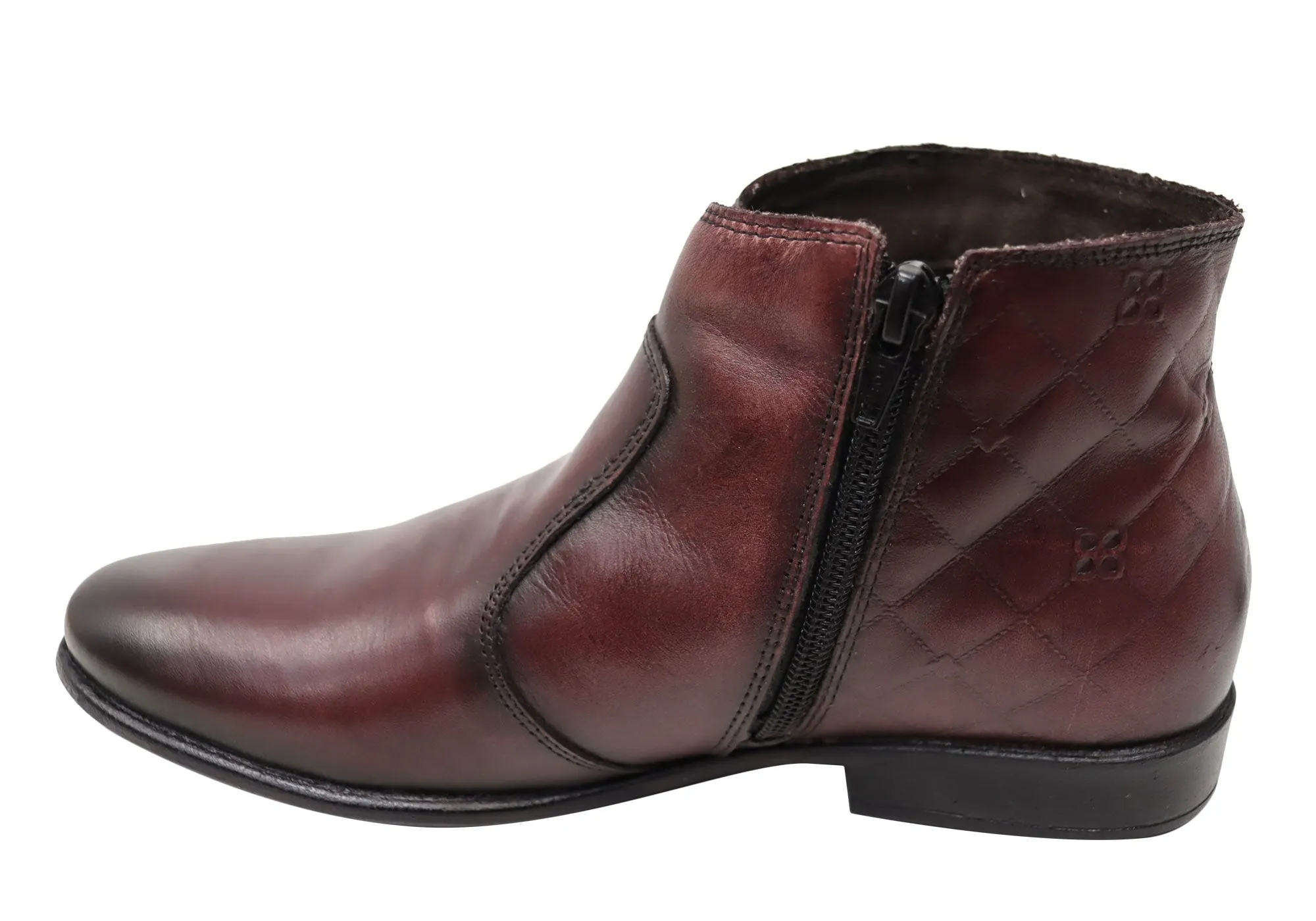 Perlatto Morgan Womens Comfortable Leather Ankle Boots Made In Brazil