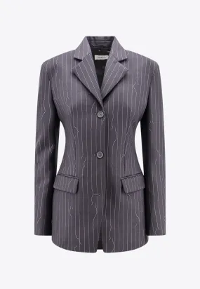 Pinstripe Single-Breasted Blazer