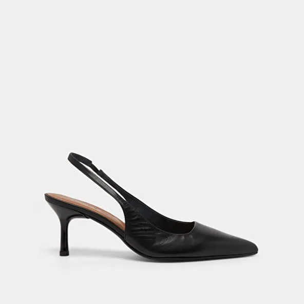 Pointed-toe pumps in black leather