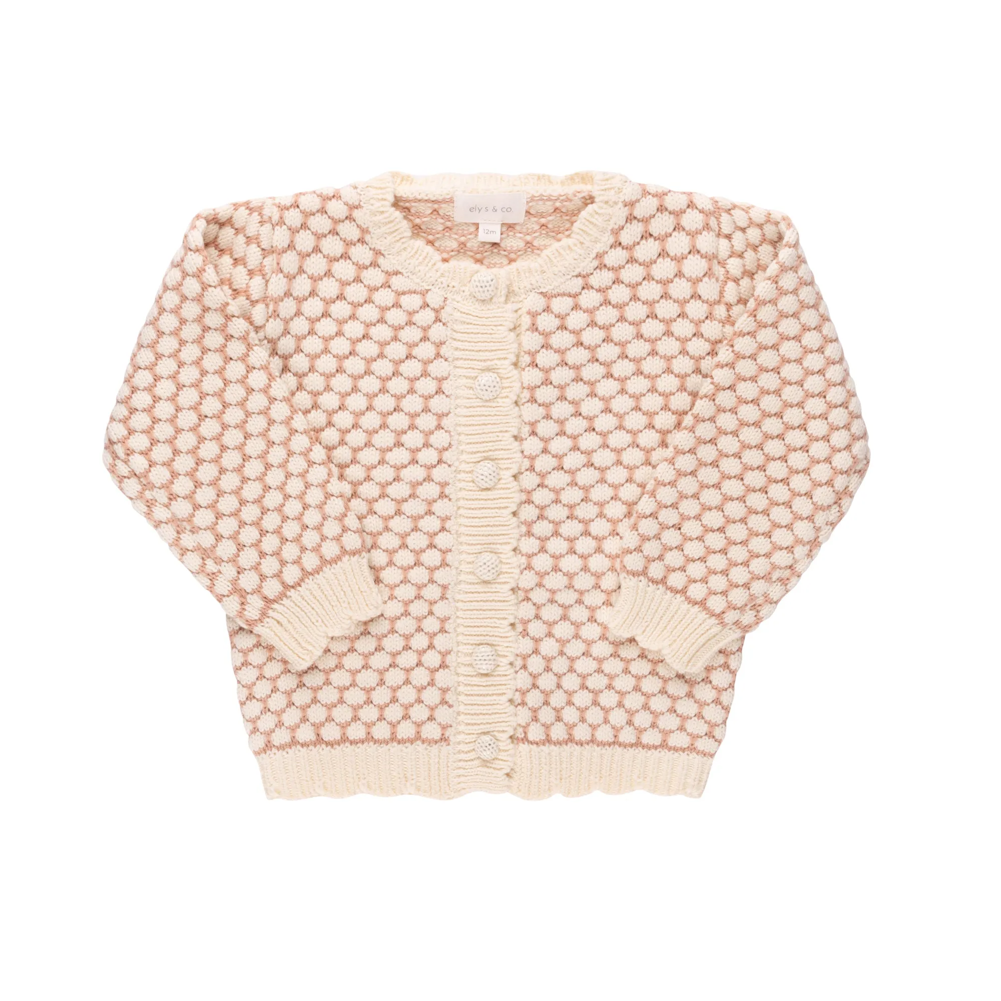 Pointelle Knit Collection Cardigan Overall Bonnet Pink