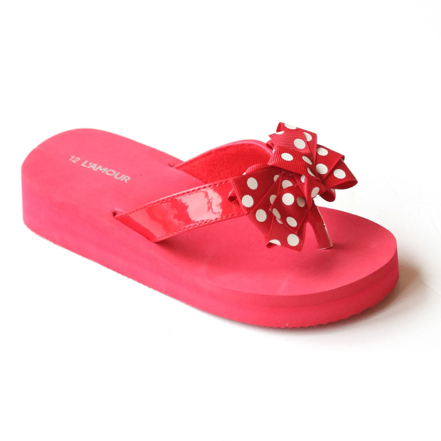 Polka Dot Bow Flip Flops for Girls by L'Amour