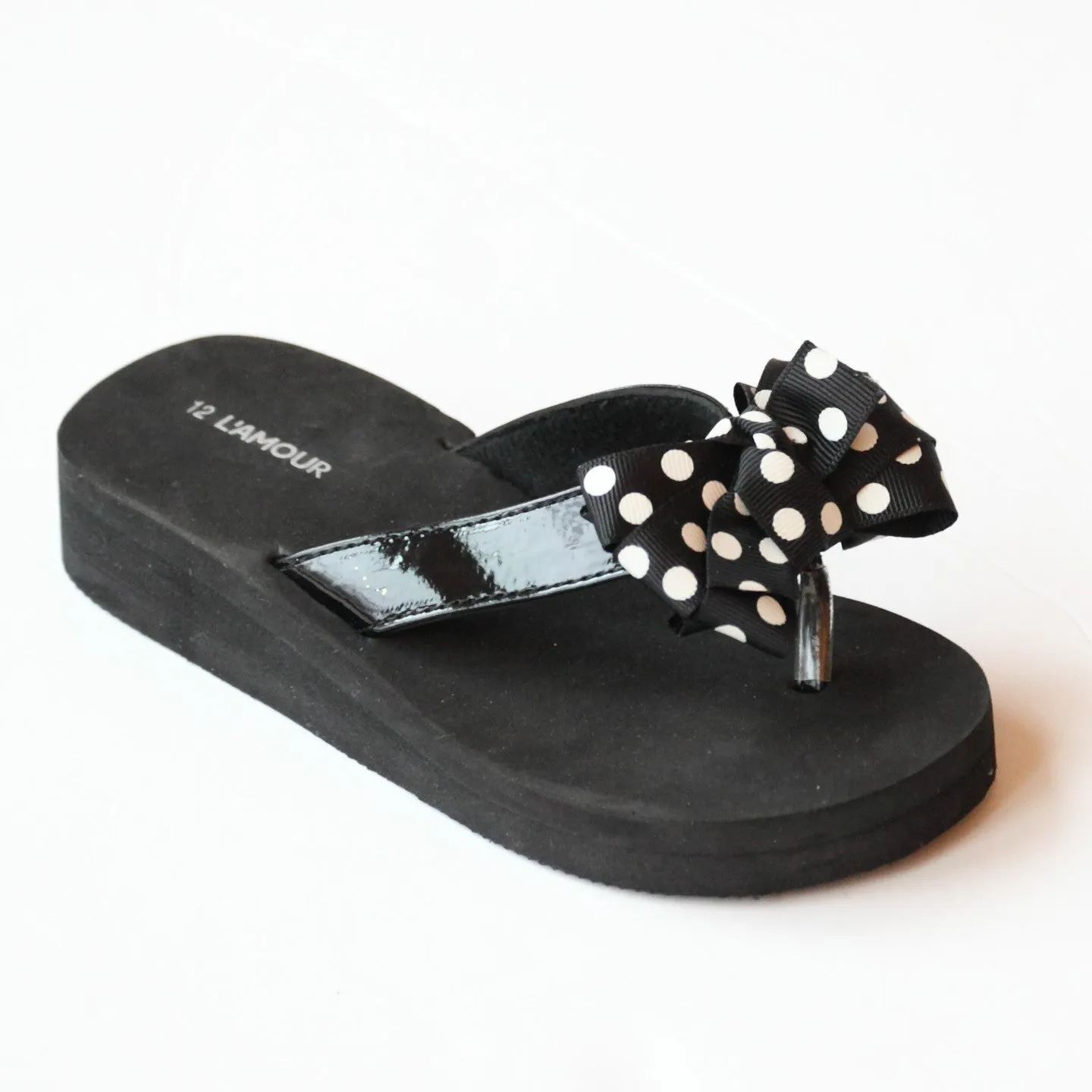 Polka Dot Bow Flip Flops for Girls by L'Amour