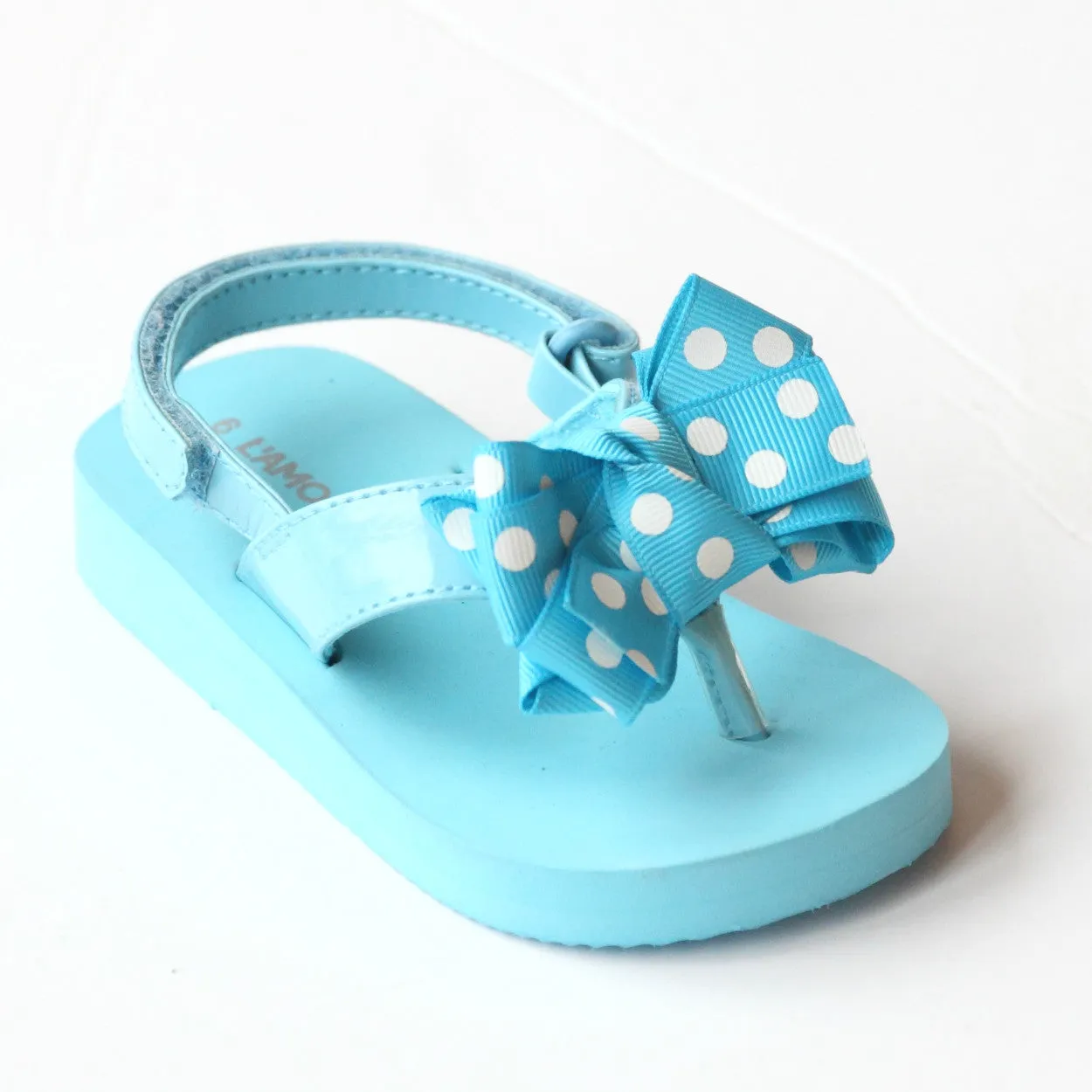 Polka Dot Bow Flip Flops for Girls by L'Amour