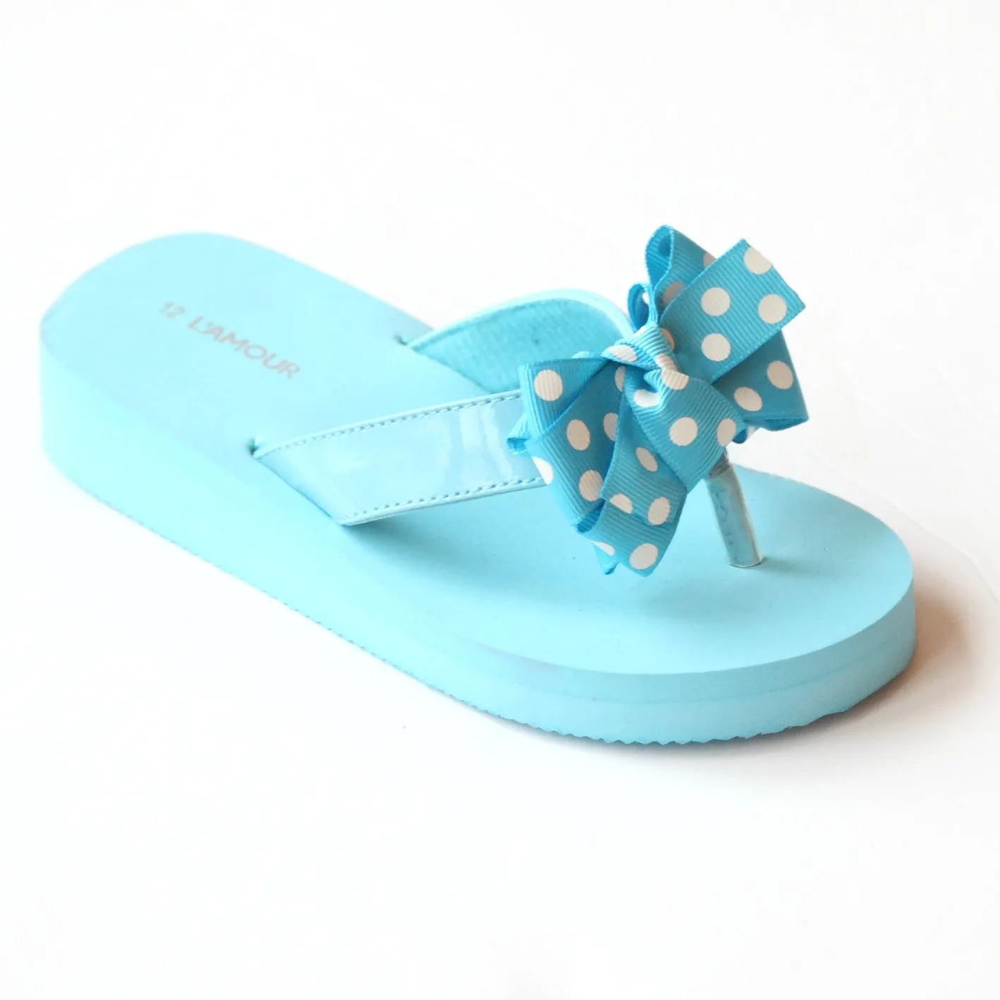 Polka Dot Bow Flip Flops for Girls by L'Amour