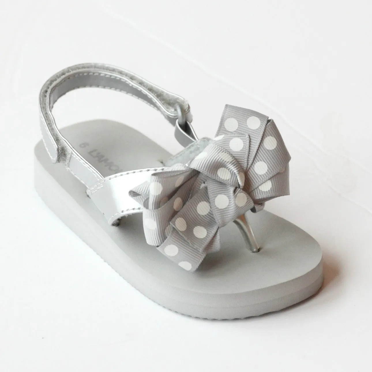 Polka Dot Bow Flip Flops for Girls by L'Amour