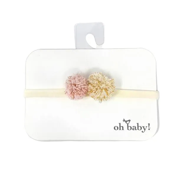 Pom Poms Rosegold/Gold Nylon Headband for Babies