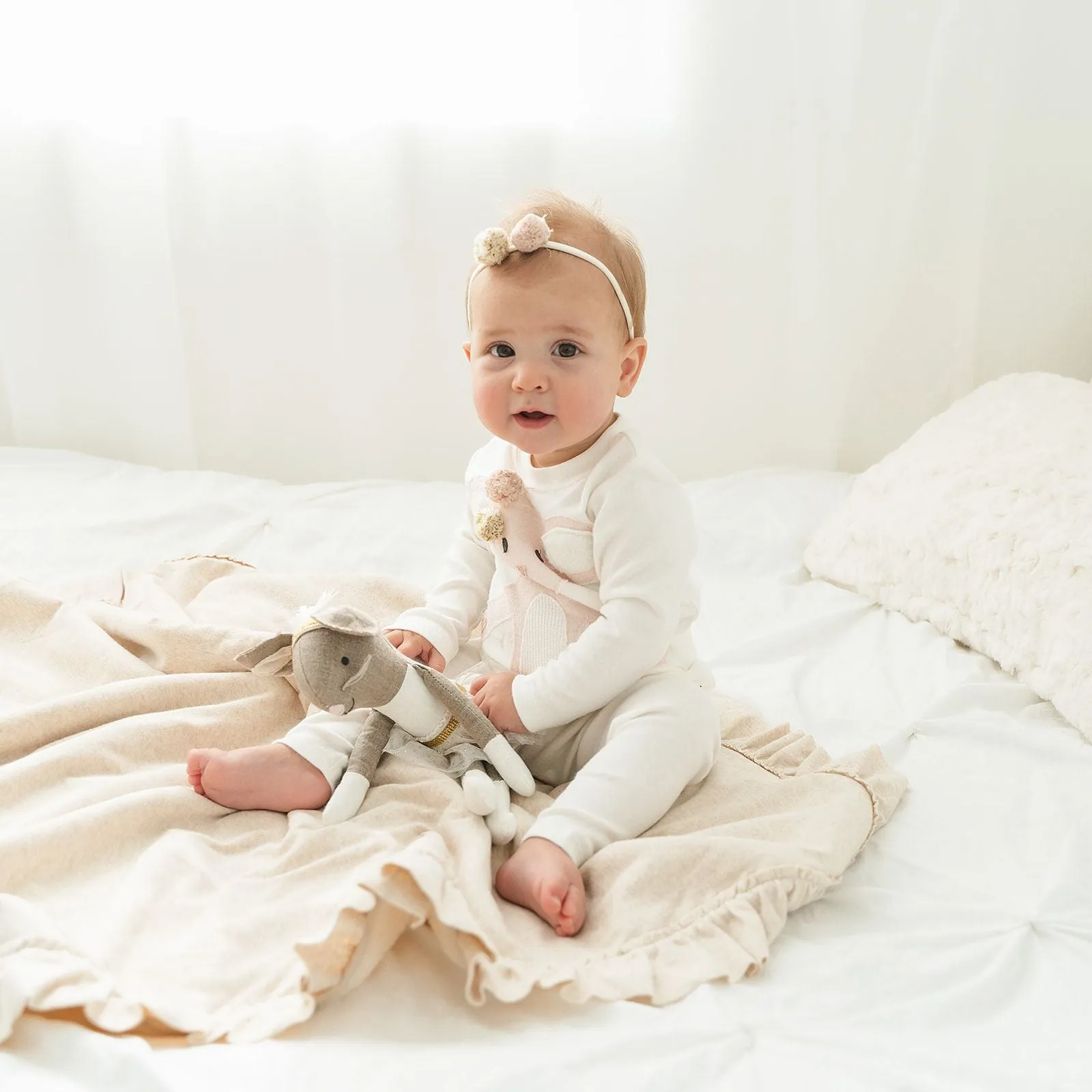 Pom Poms Rosegold/Gold Nylon Headband for Babies