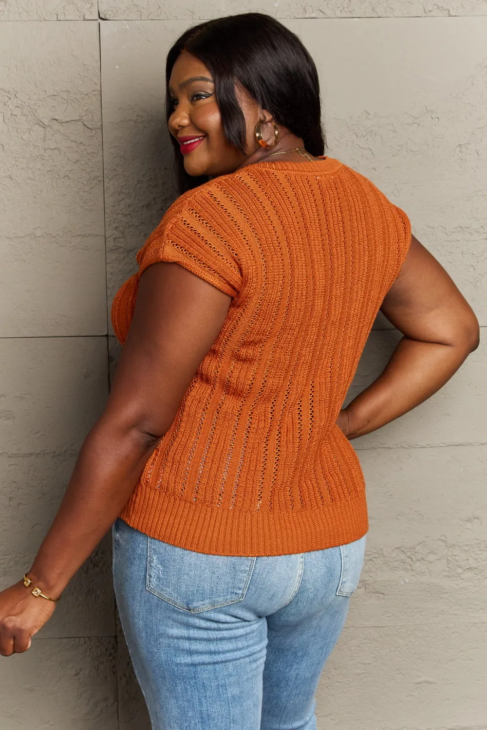 Preppy Knit Vest in Rust