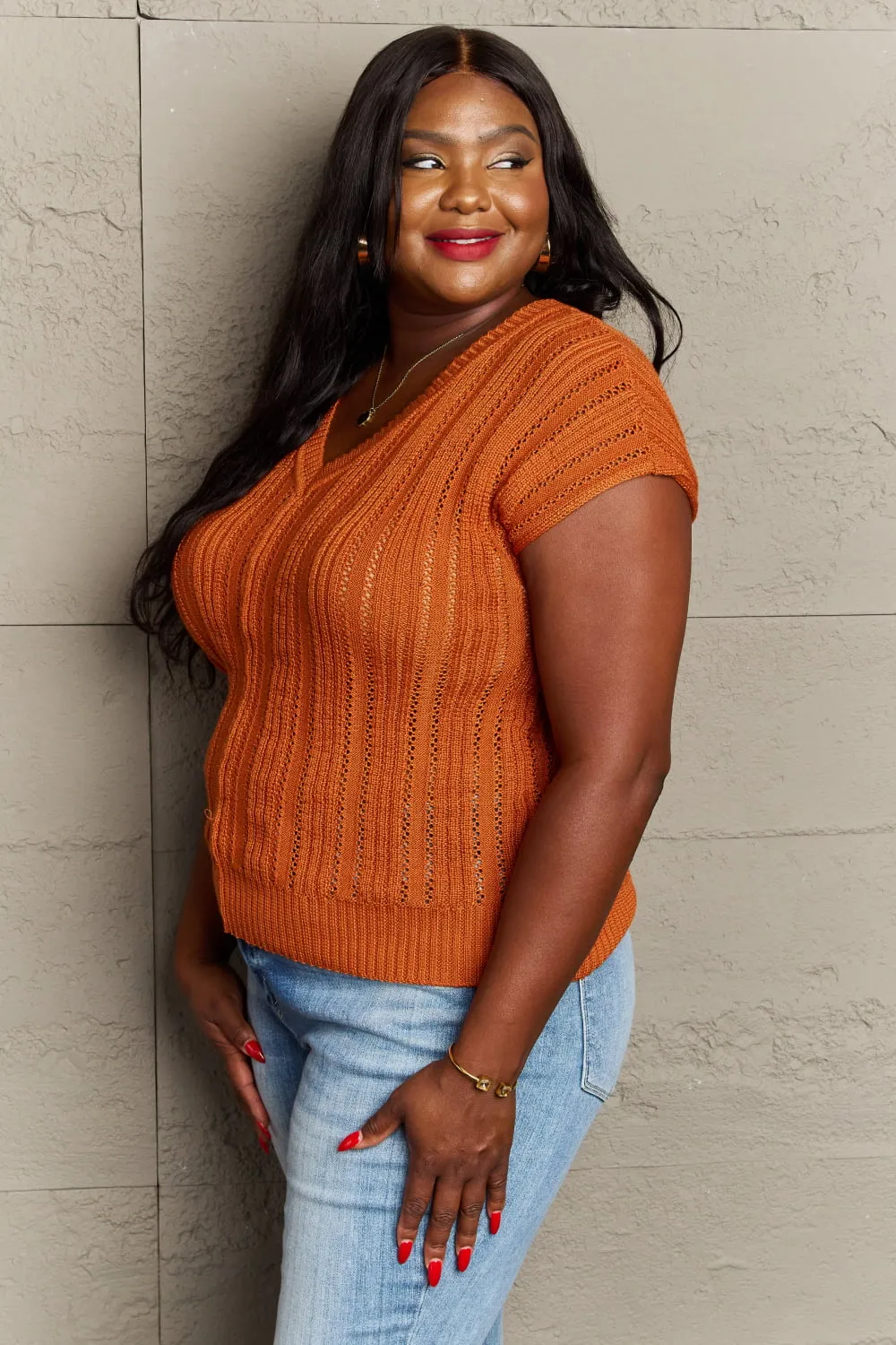 Preppy Knit Vest in Rust