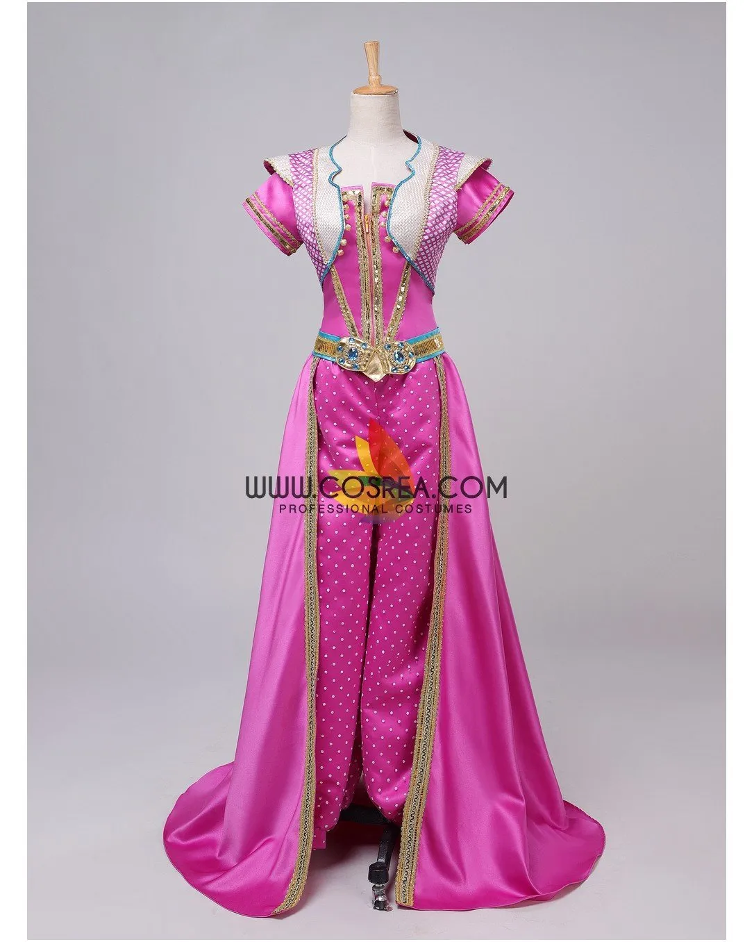 Princess Jasmine Live Action Movie Pink Satin Cosplay Costume