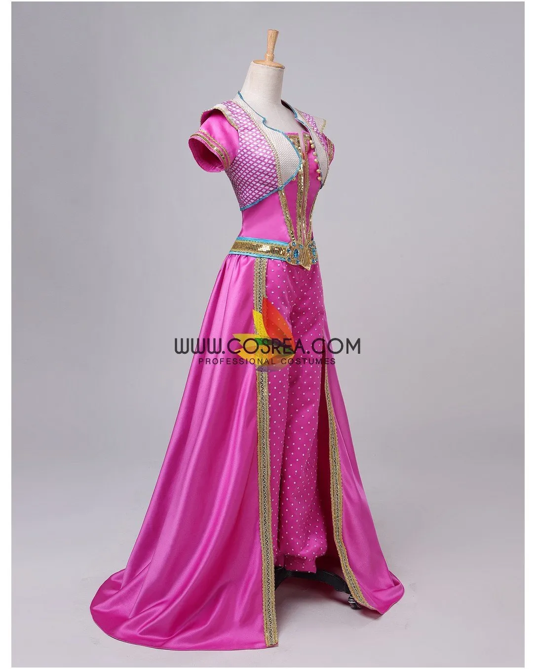 Princess Jasmine Live Action Movie Pink Satin Cosplay Costume