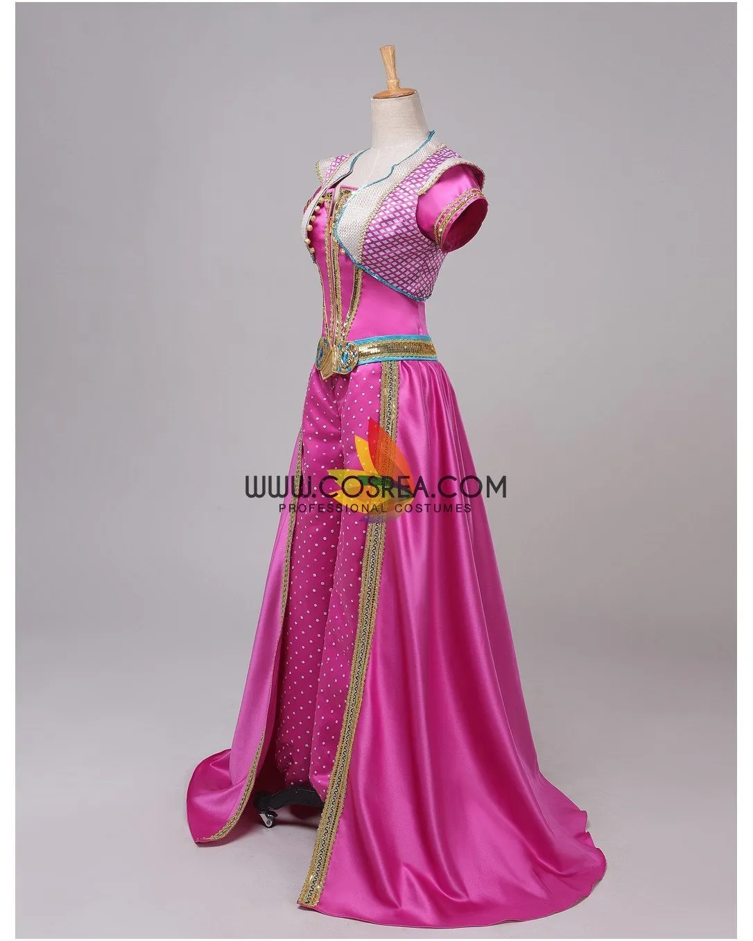 Princess Jasmine Live Action Movie Pink Satin Cosplay Costume