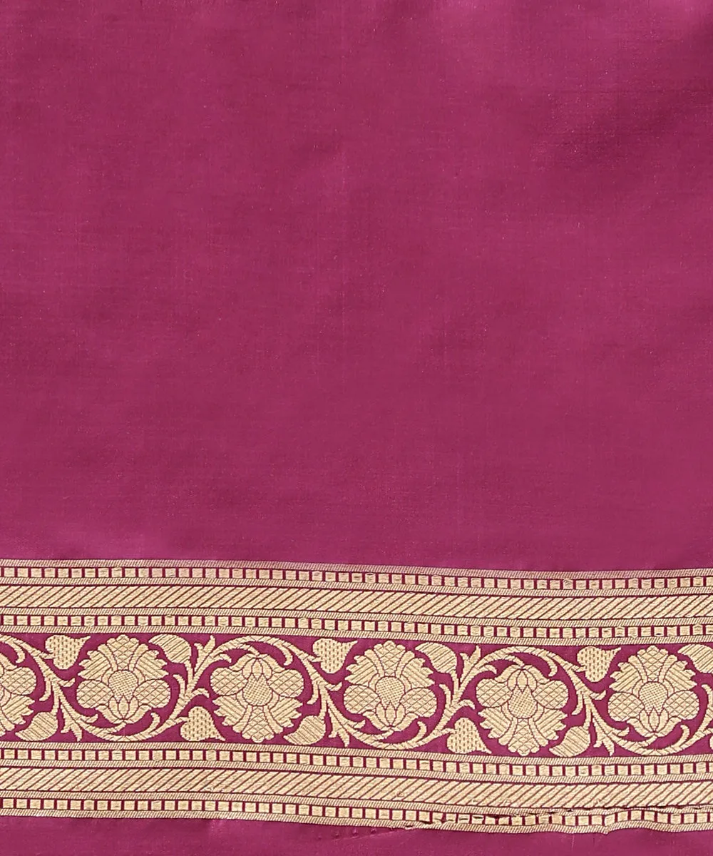 Purple Handloom Pure Katan Silk Banarasi Saree With Zari Jaal And Flowers