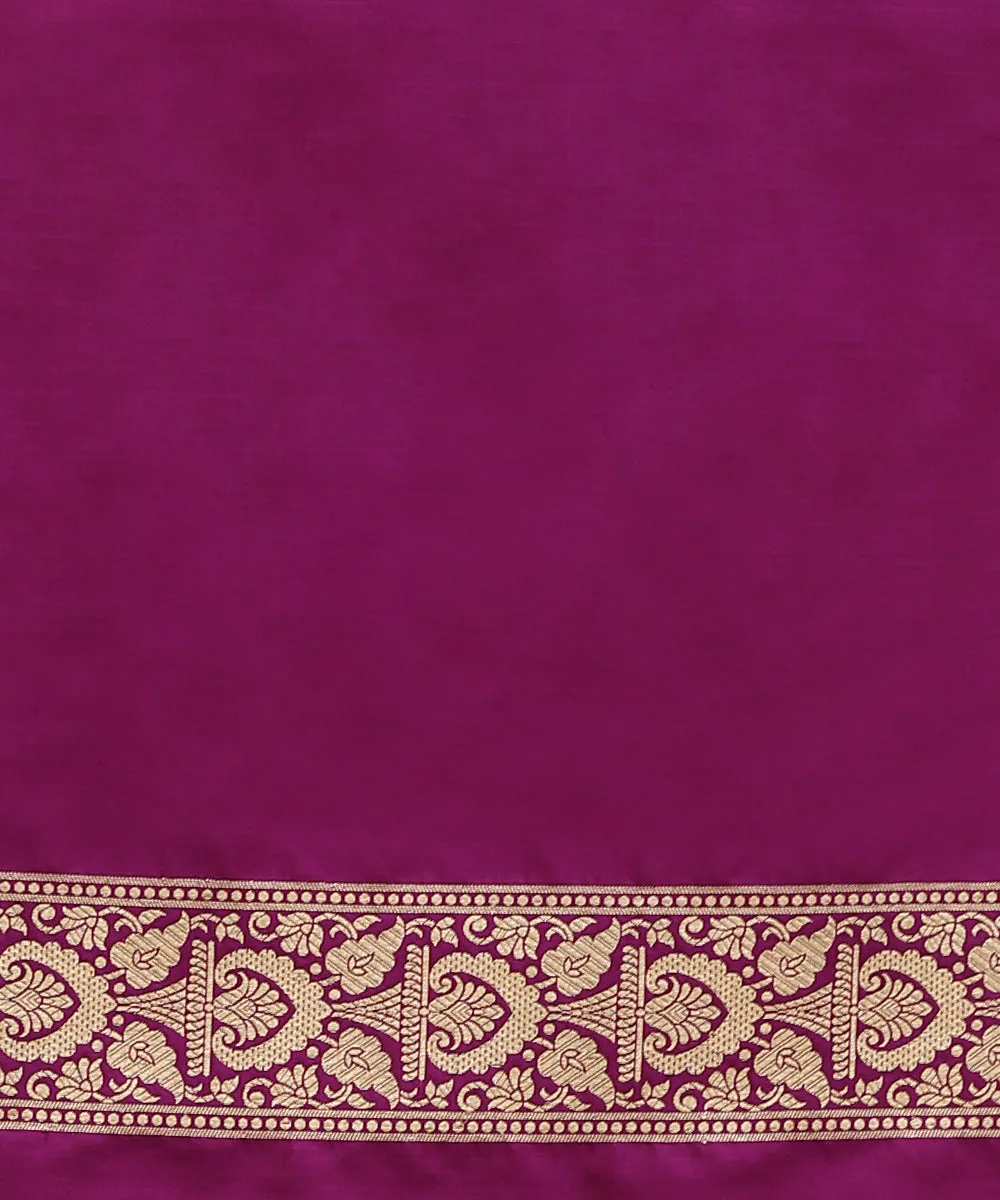 Purple Pure Katan Silk Handloom Banarasi Saree With All Over Zari Jaal In Cutwork Weave