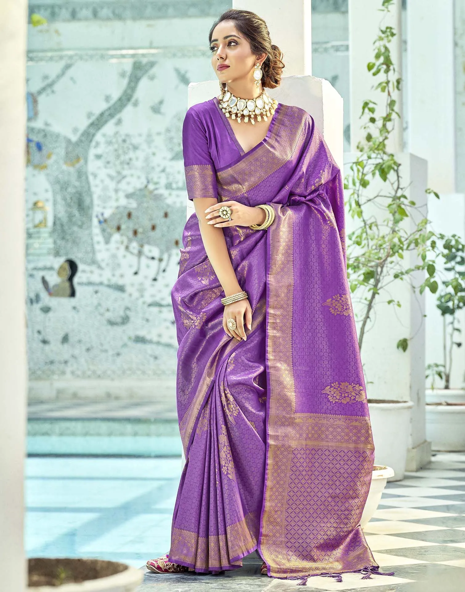 Purple Silk Saree