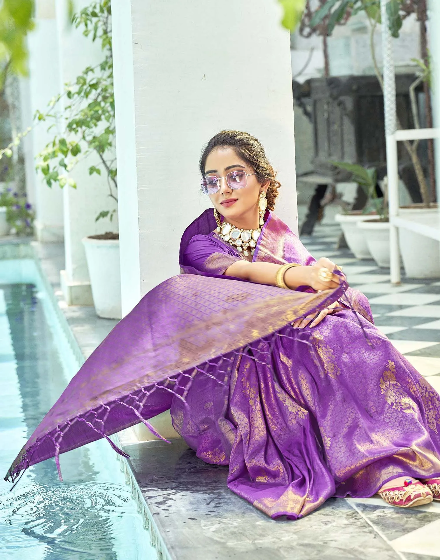 Purple Silk Saree