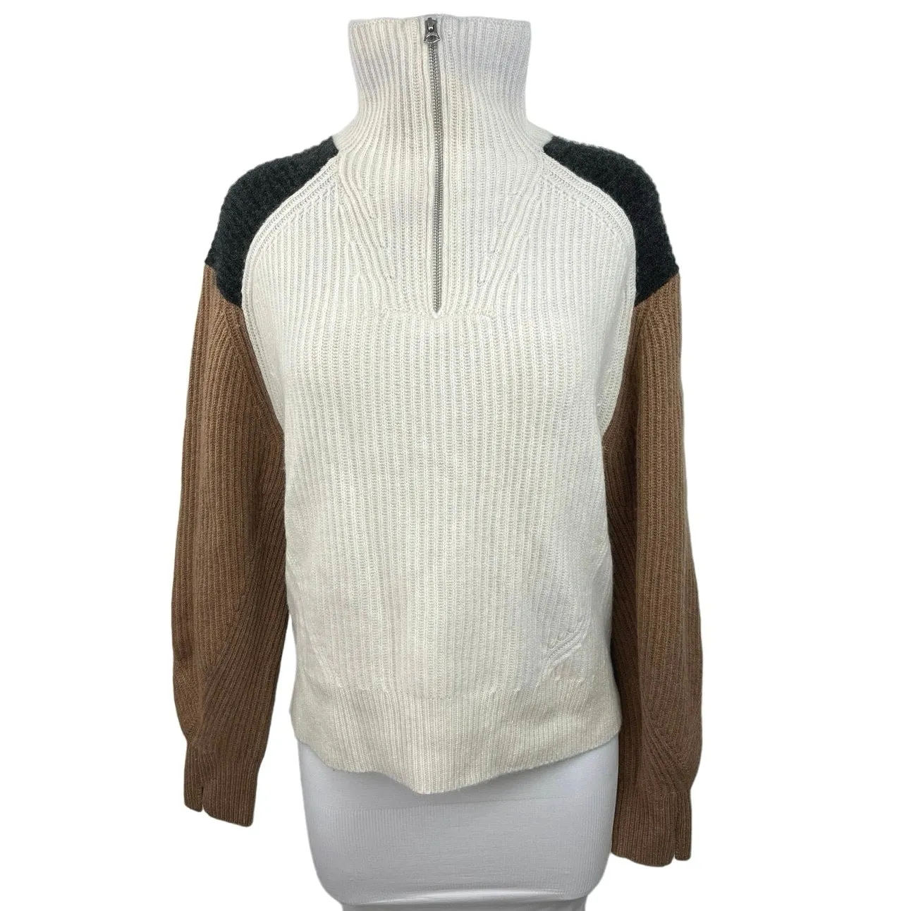 Rag & Bone Pierce Multicolor Half Zip Cashmere Colorblock Pullover Sweater Sz M