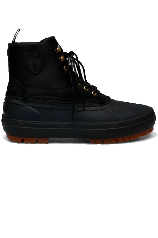 Ralph Lauren Lace-up Boots, Waxed Cotton, Black