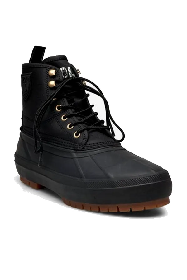 Ralph Lauren Lace-up Boots, Waxed Cotton, Black