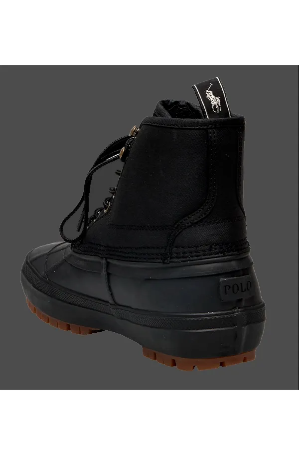 Ralph Lauren Lace-up Boots, Waxed Cotton, Black