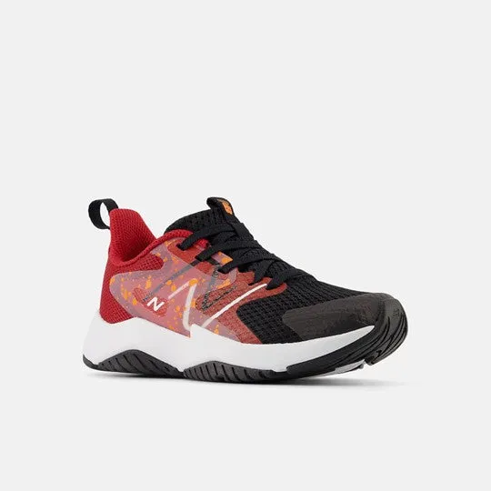 Rave Run v2 Kids Lace Athlete Trainer - Black/Red/Orange