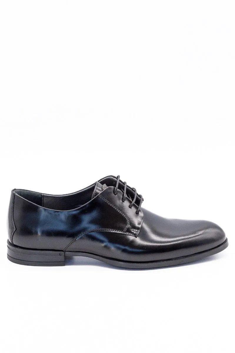 Results: Black Brushed Leather Men's Derby Shoe - Principe Di Milano