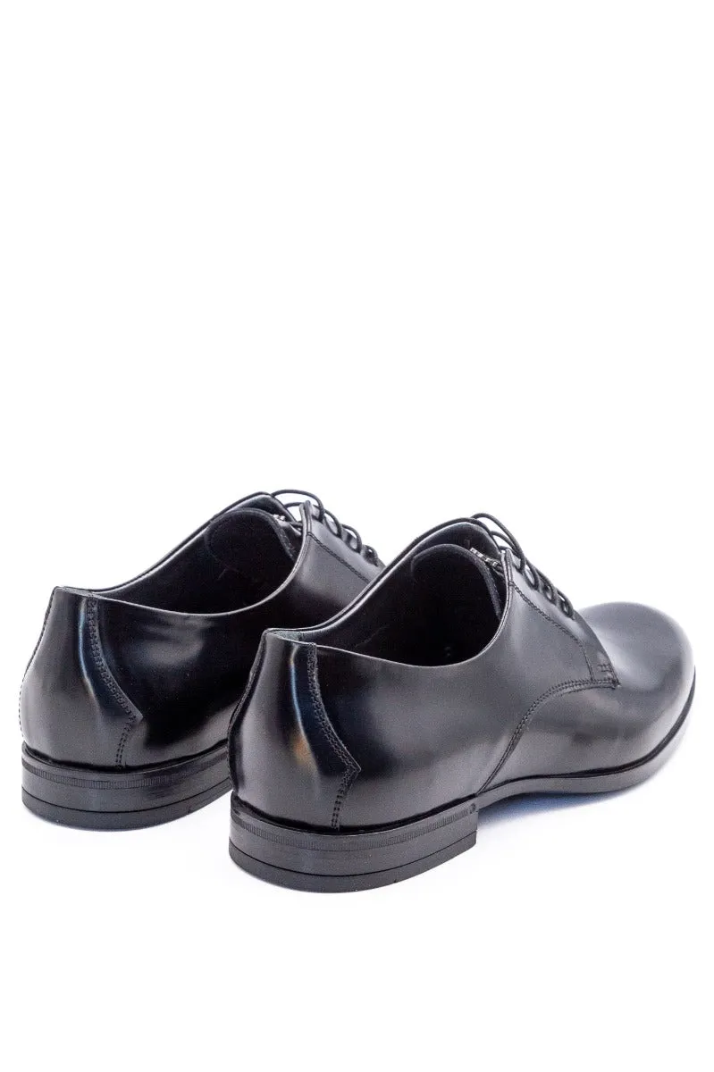 Results: Black Brushed Leather Men's Derby Shoe - Principe Di Milano