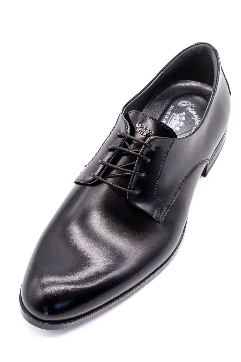 Results: Black Brushed Leather Men's Derby Shoe - Principe Di Milano