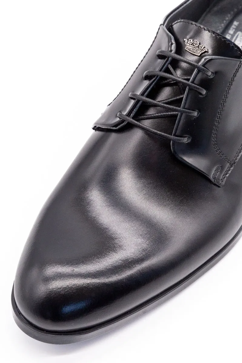 Results: Black Brushed Leather Men's Derby Shoe - Principe Di Milano