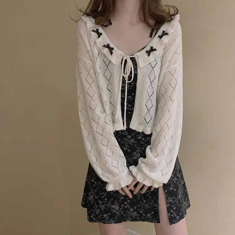 Retro Cream White Knit Cardigan