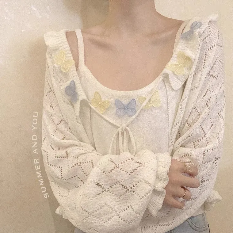 Retro Cream White Knit Cardigan