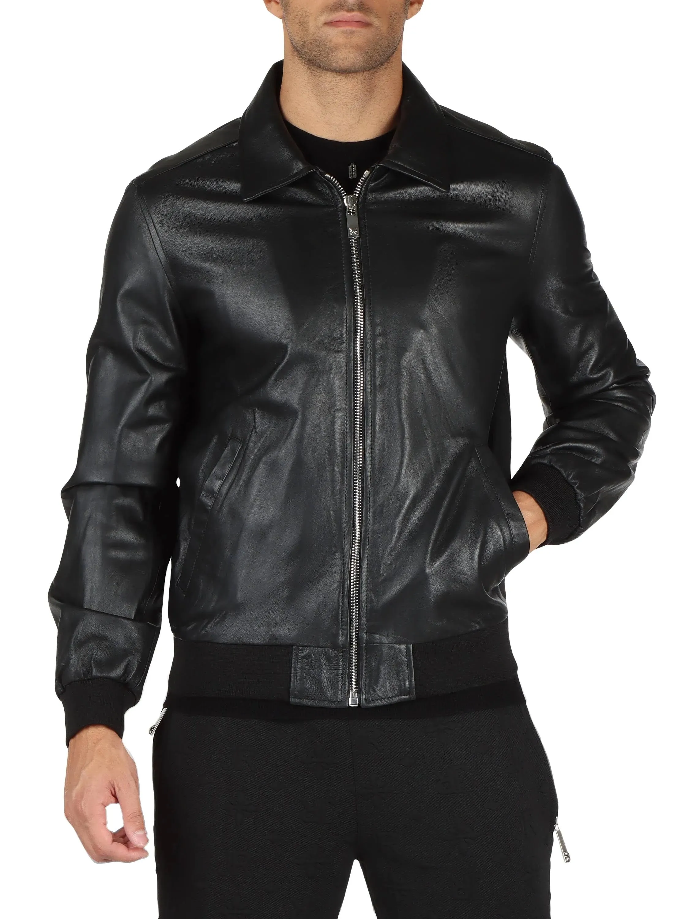 Richmond X black genuine leather jacket