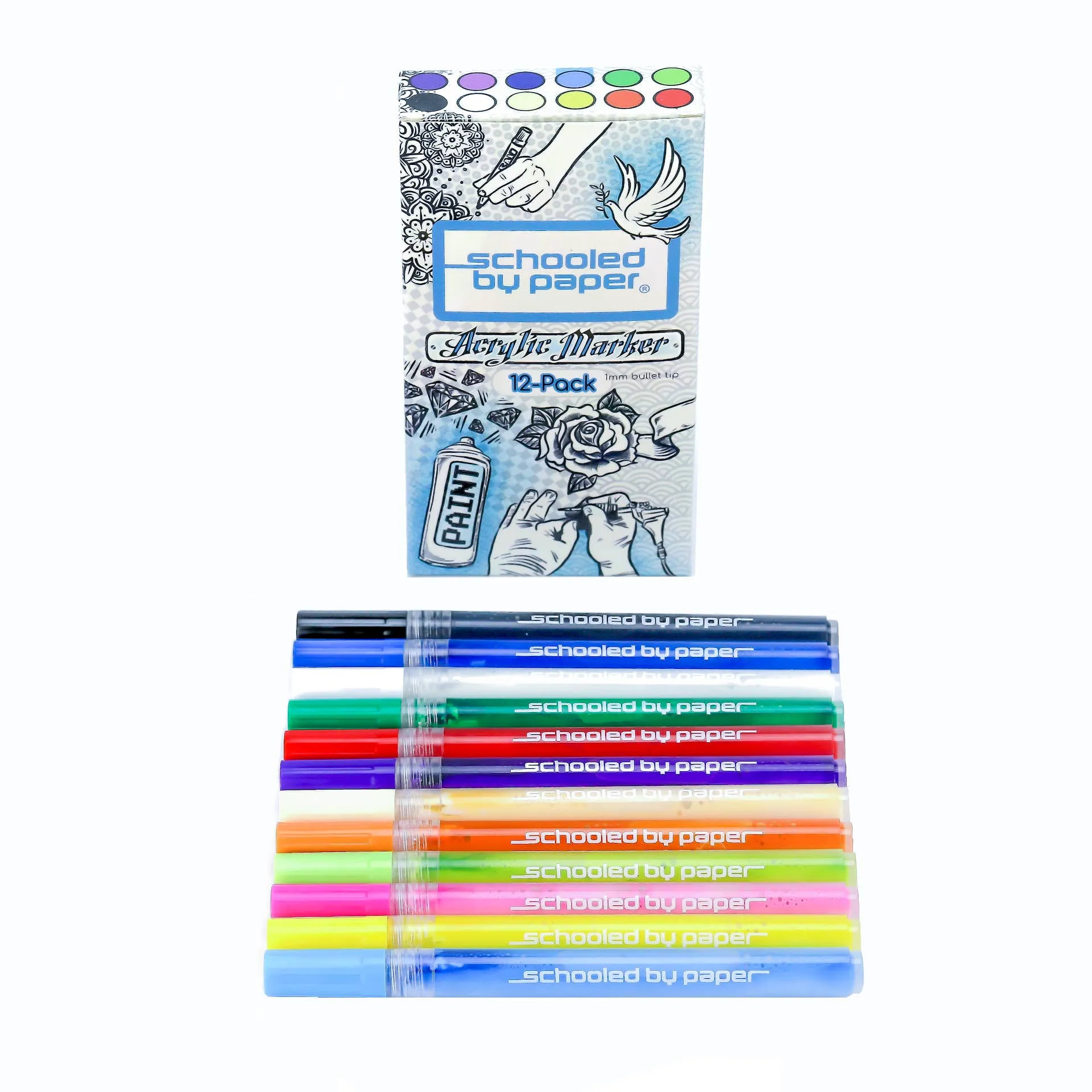 Schooled with Paper: Acrylic Paint Marker Set (12-Pack)