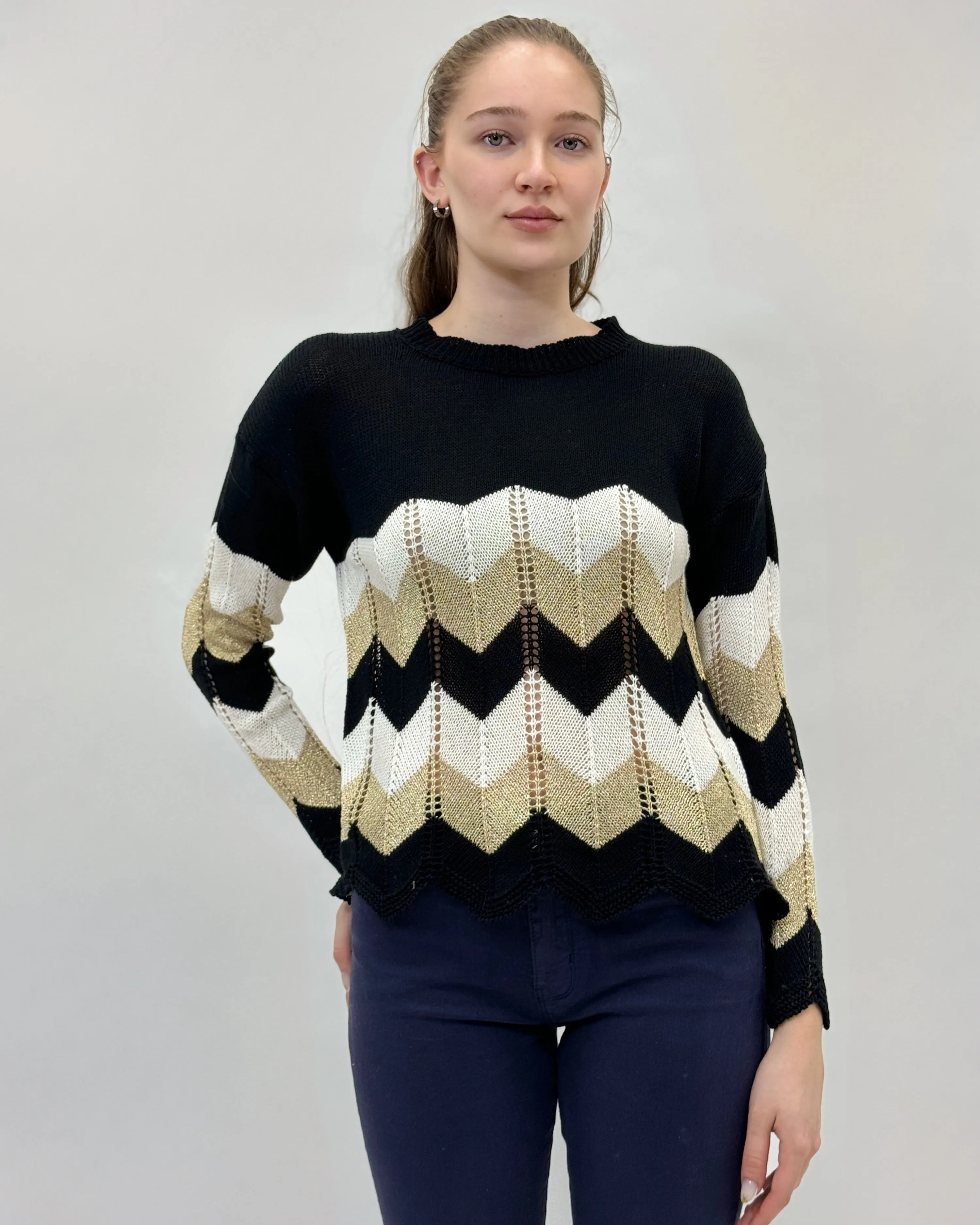 Shimmering Pullover with Lurex Details