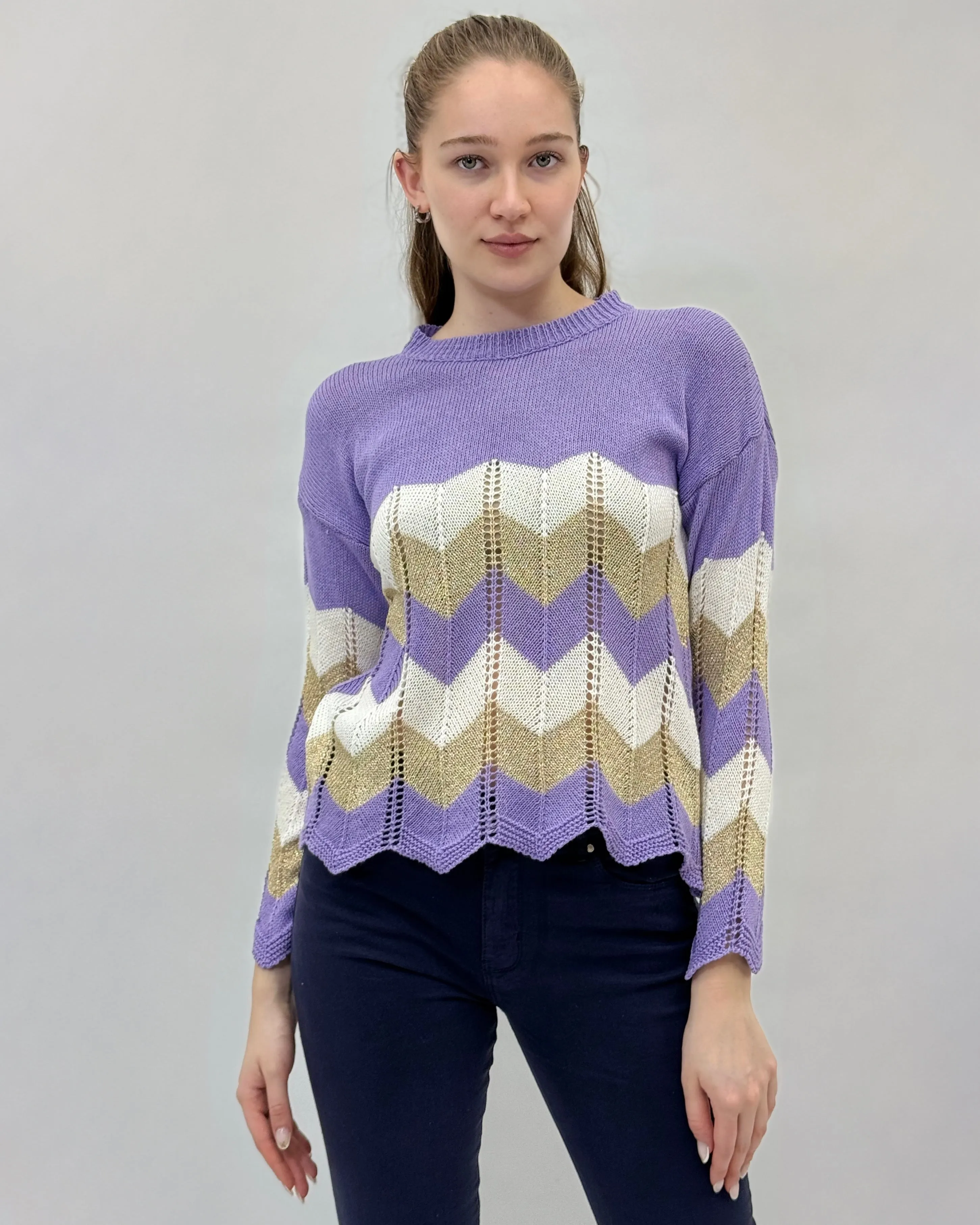 Shimmering Pullover with Lurex Details