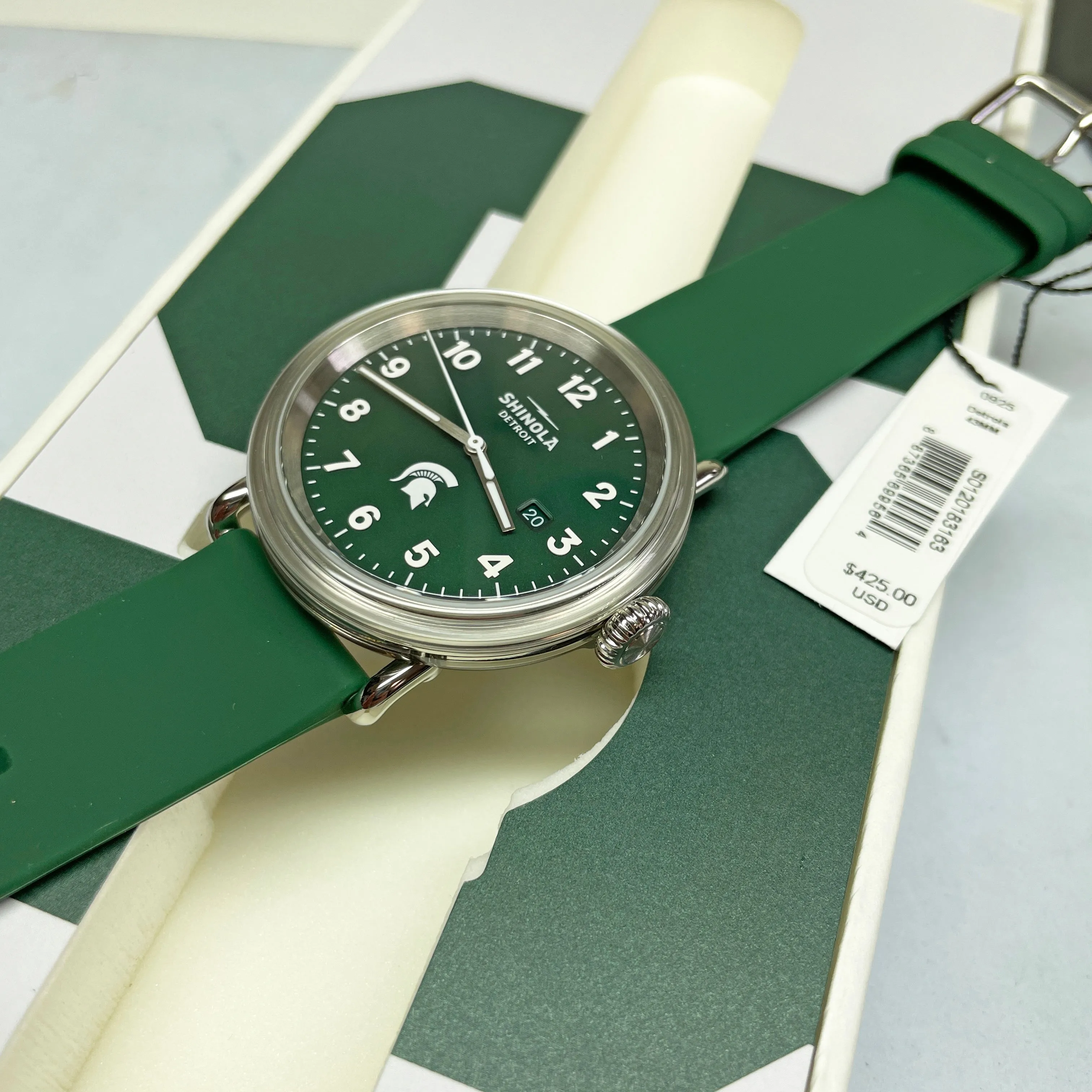 Shinola 43MM Detrola Spartan Green Watch - S0120183163 - Michigan State