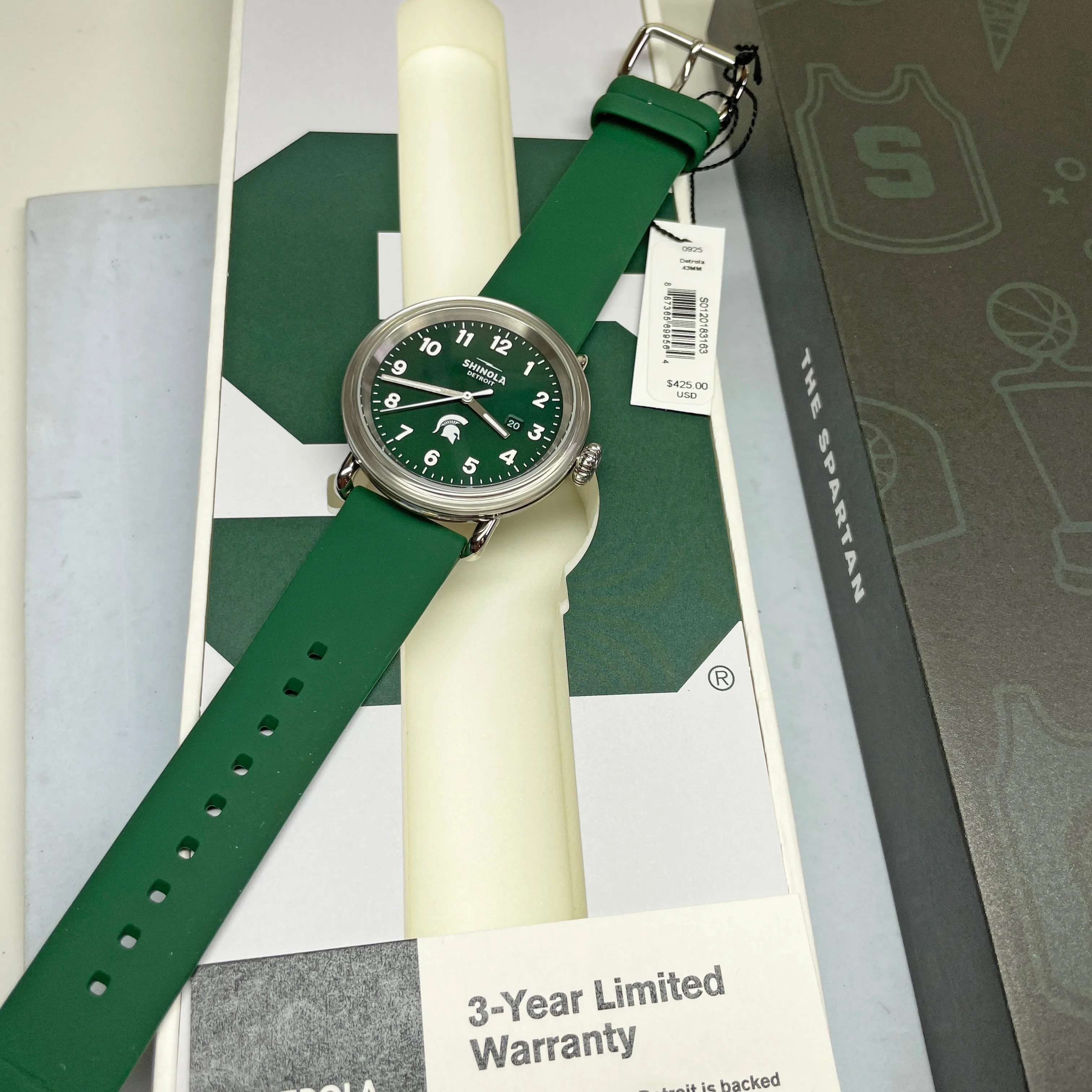 Shinola 43MM Detrola Spartan Green Watch - S0120183163 - Michigan State