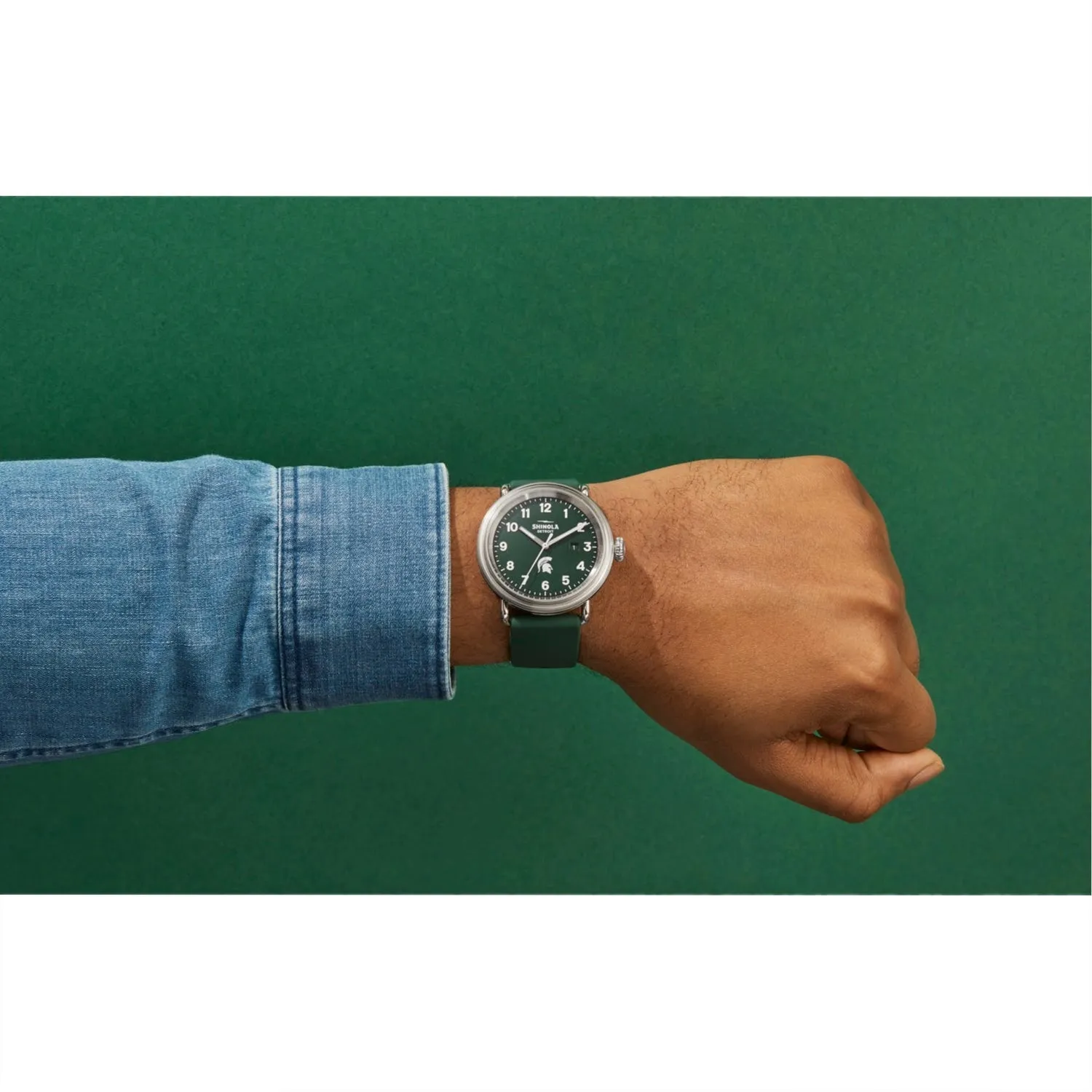 Shinola 43MM Detrola Spartan Green Watch - S0120183163 - Michigan State