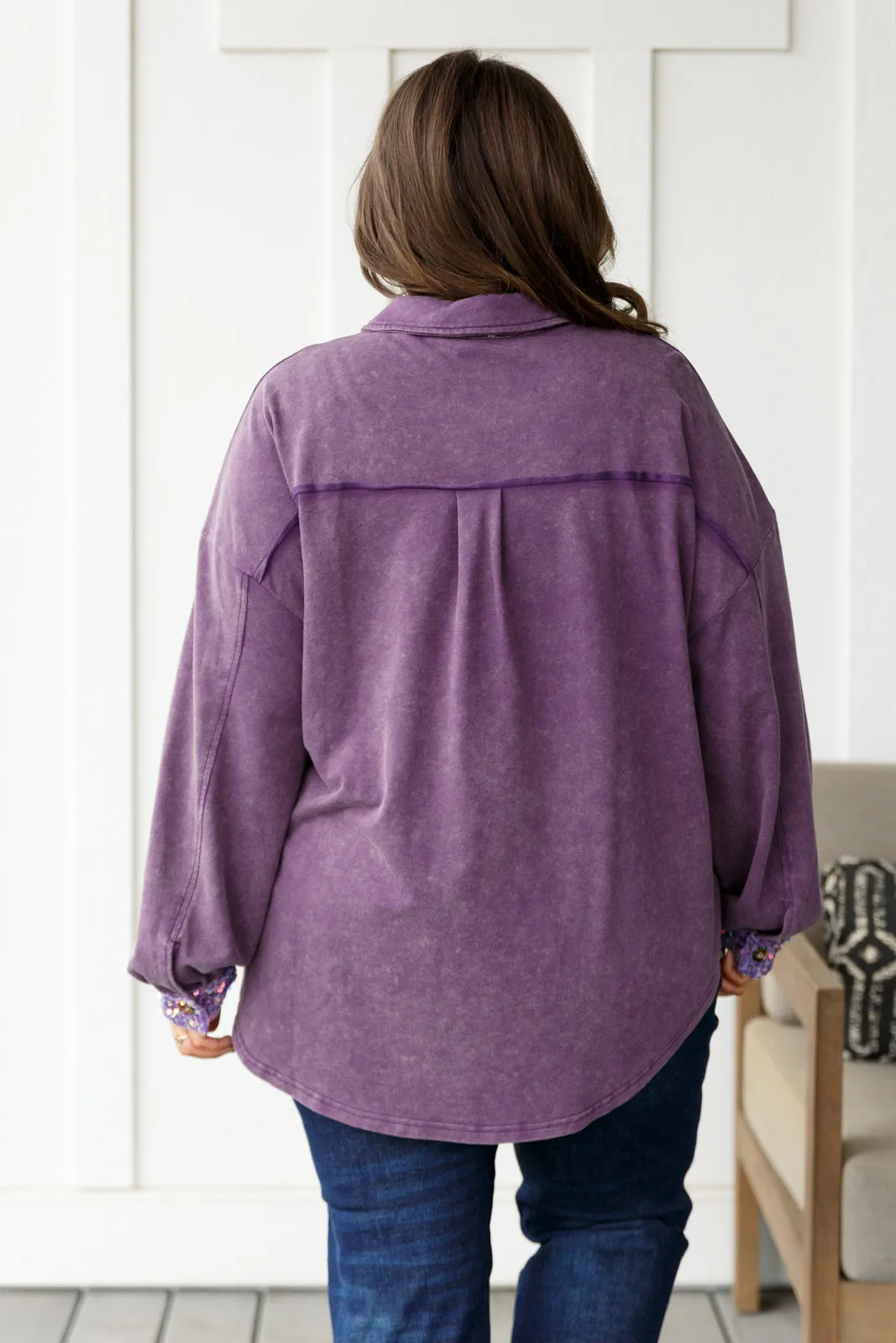 Shop the Purple Swifty Sequins Shacket Online.