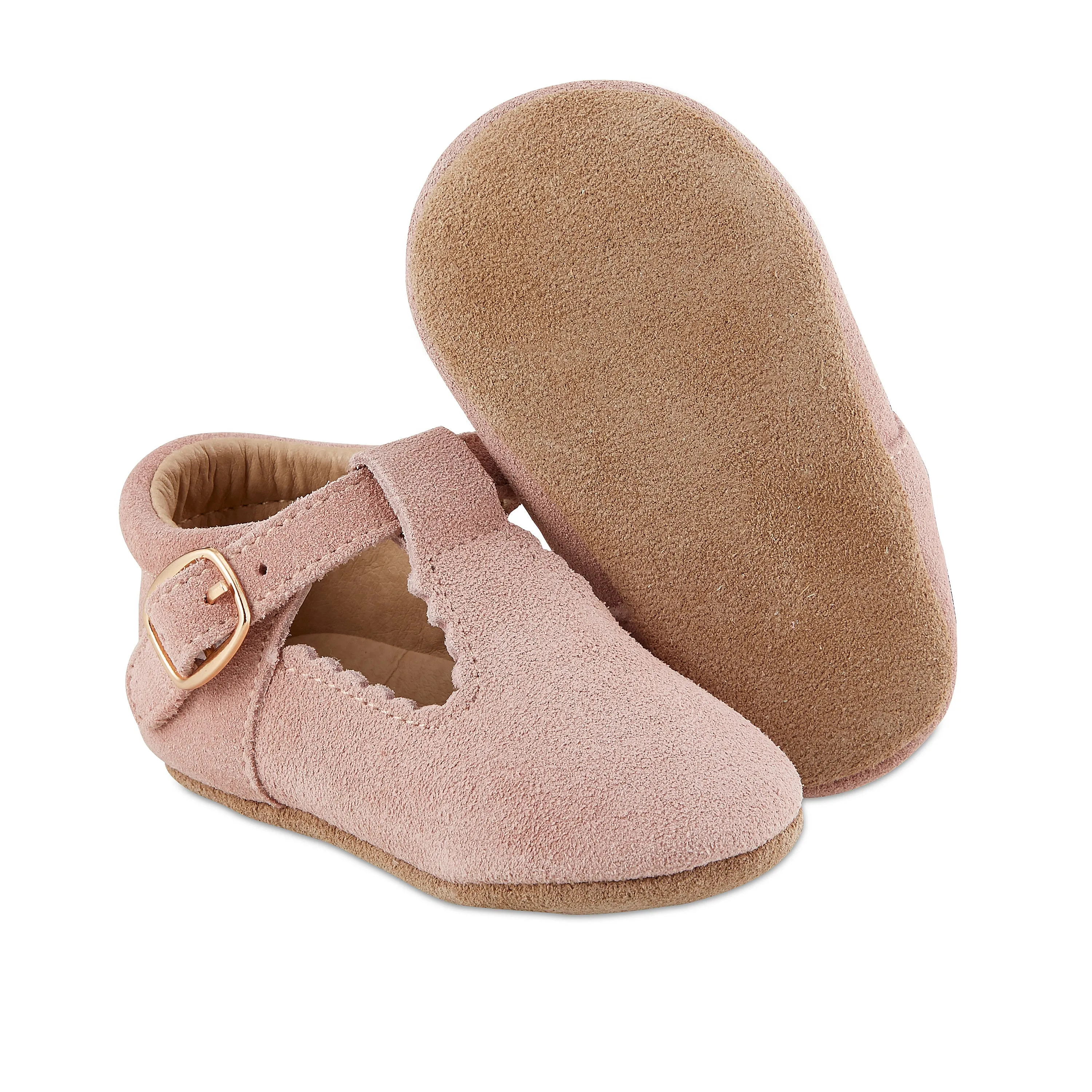 Soft Sole Leather Mary Jane Moccasins - Blush