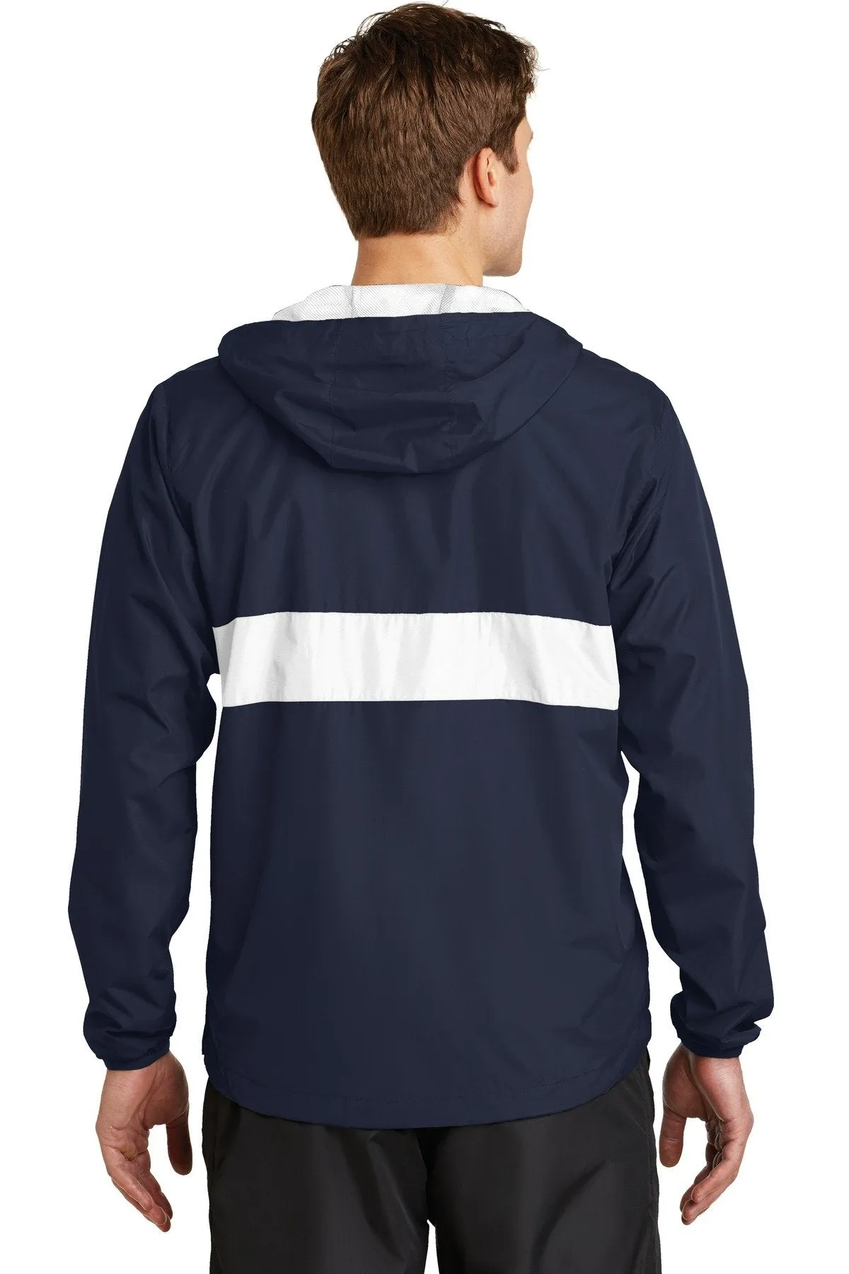 Sport-Tek Zipped Pocket Anorak JST65 True Navy/ White